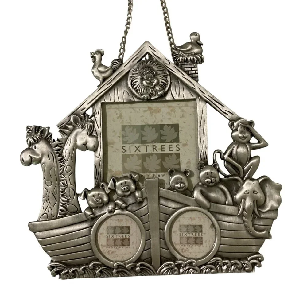 Noahs Ark Pewter Photo Frame With Chain Hanger